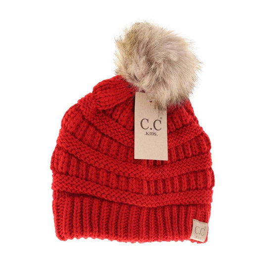 Kids Classic Fur Pom Beanie