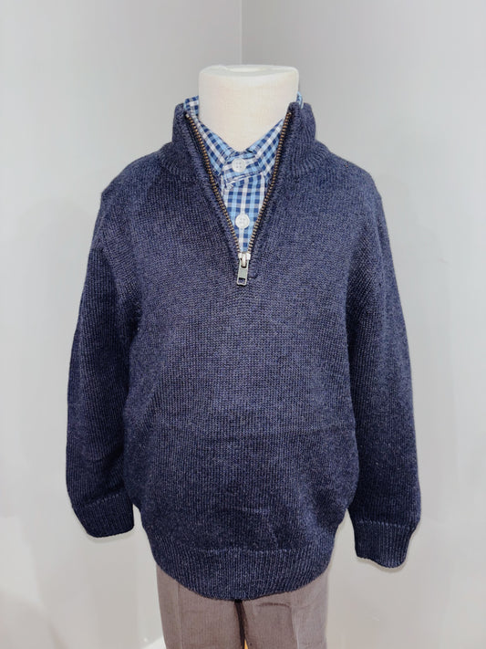 Blue 1/4 Zip Sweater Set