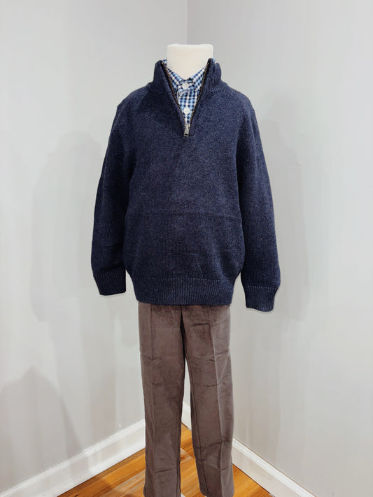 Blue 1/4 Zip Sweater Set