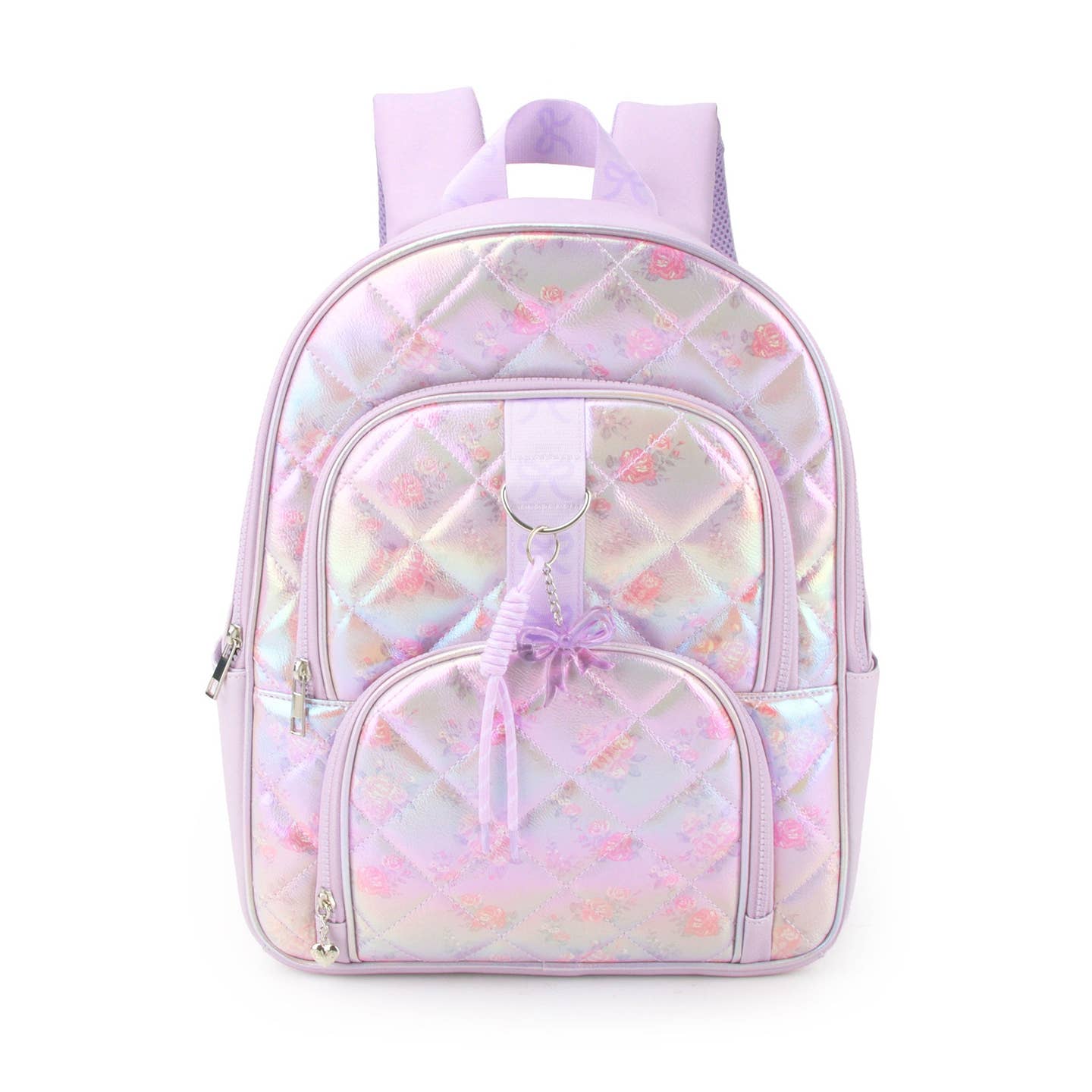 Metallic Floral Quilted Backpack