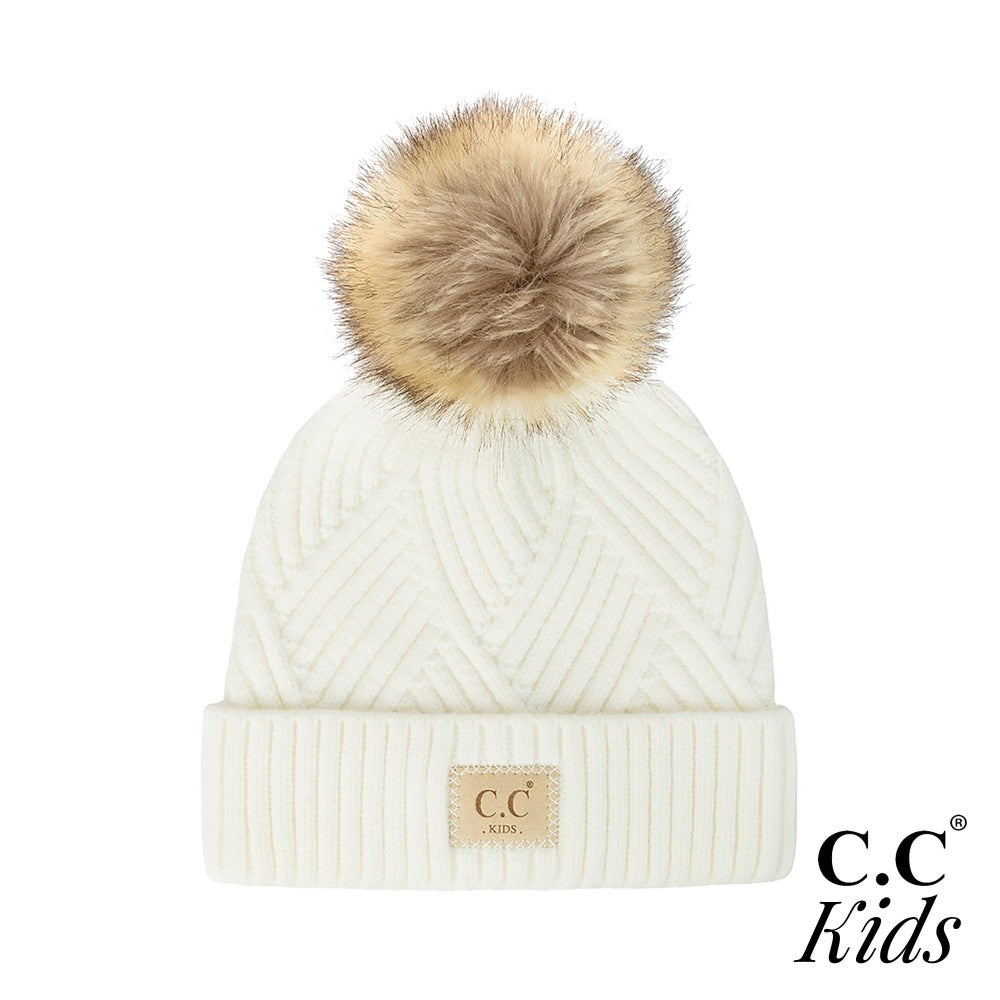 Kids Fur Pom Beanie