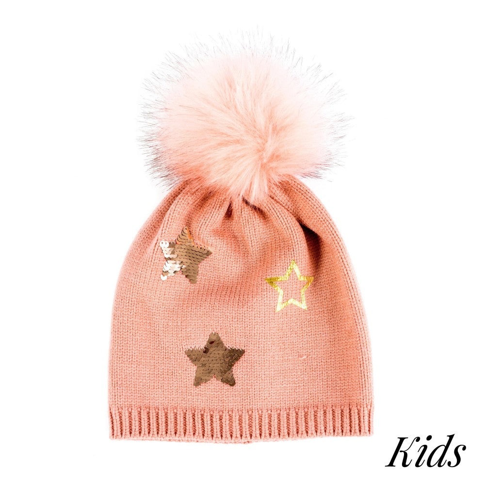 Kids Sequin Stars Beanie