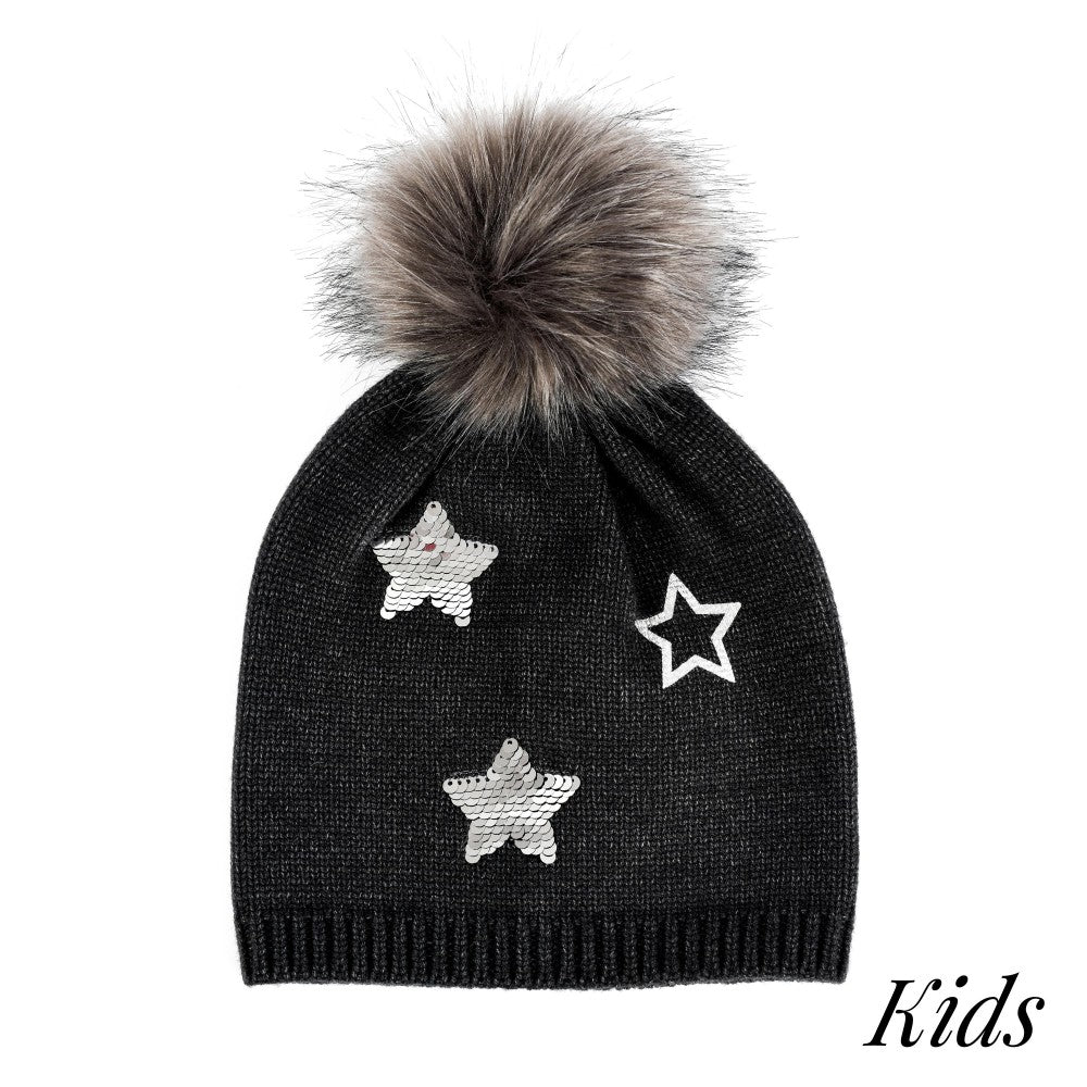 Kids Sequin Stars Beanie