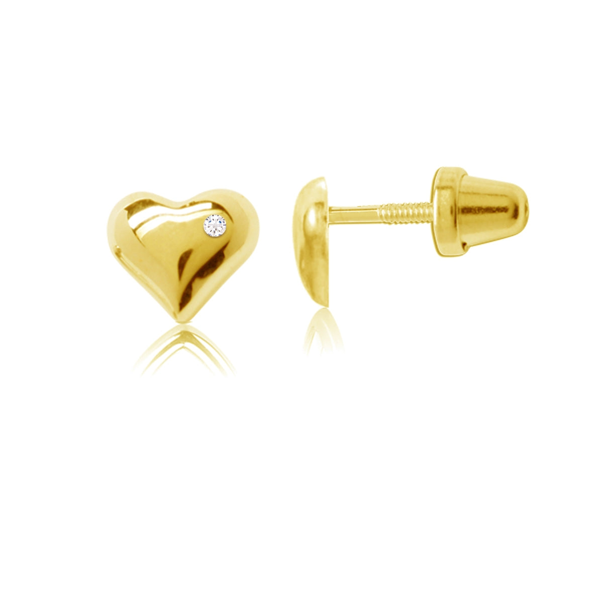 14K Gold Puff Heart Earrings