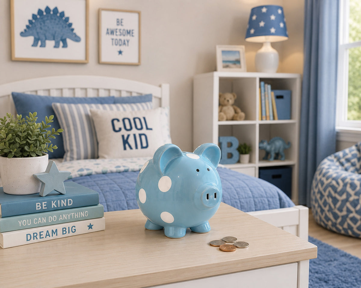 Blue Polka Dot Piggy Bank