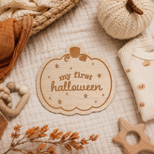 My First Halloween Wooden Pumpkin Prop