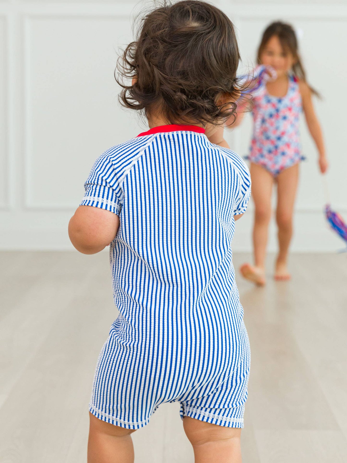 Boys Blue Seersucker One Piece
