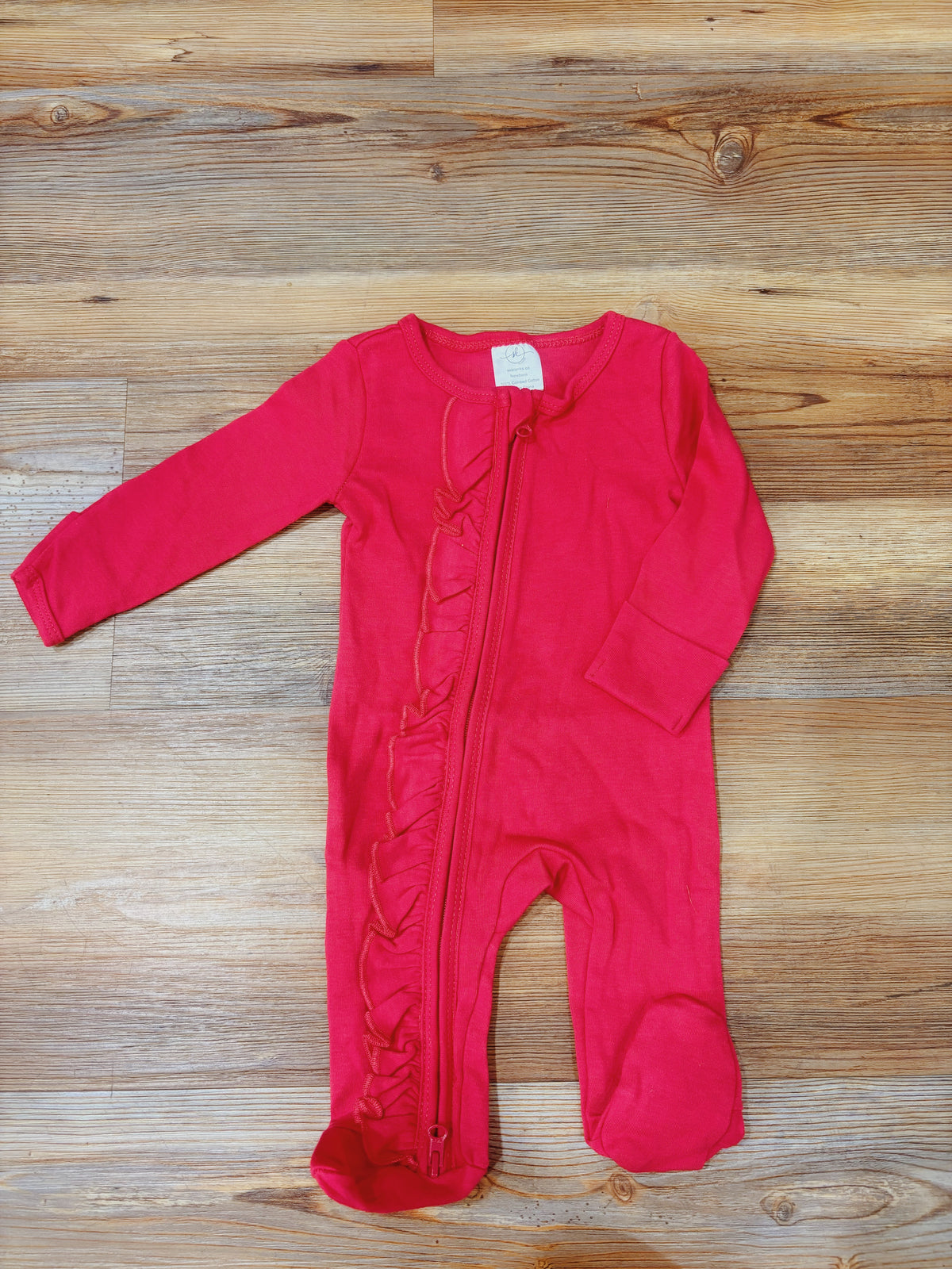 Blank Red Ruffle Footie