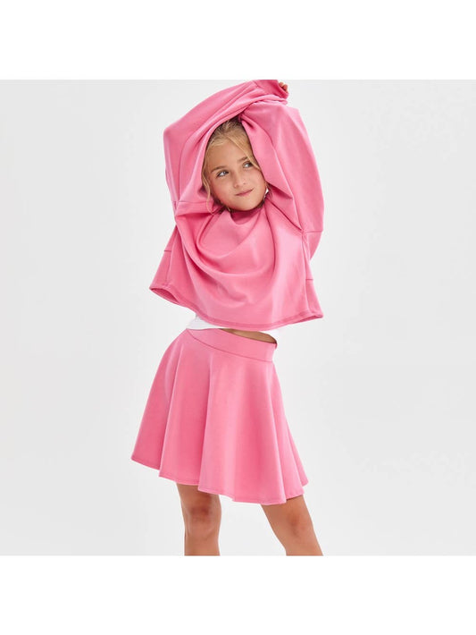 Pink Sweatshirt Skort Set