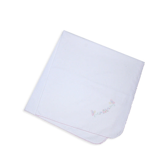 White Baby Blanket - Butterflies