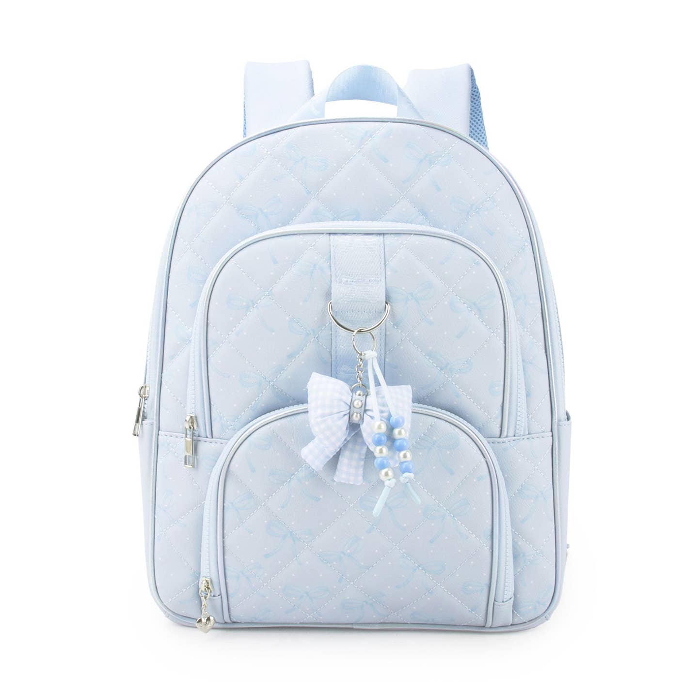 Blue Bow Quilted Backpack
