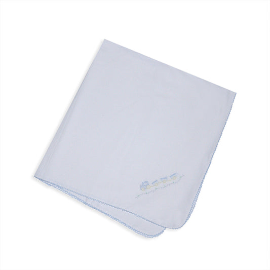 White Baby Blanket - Train