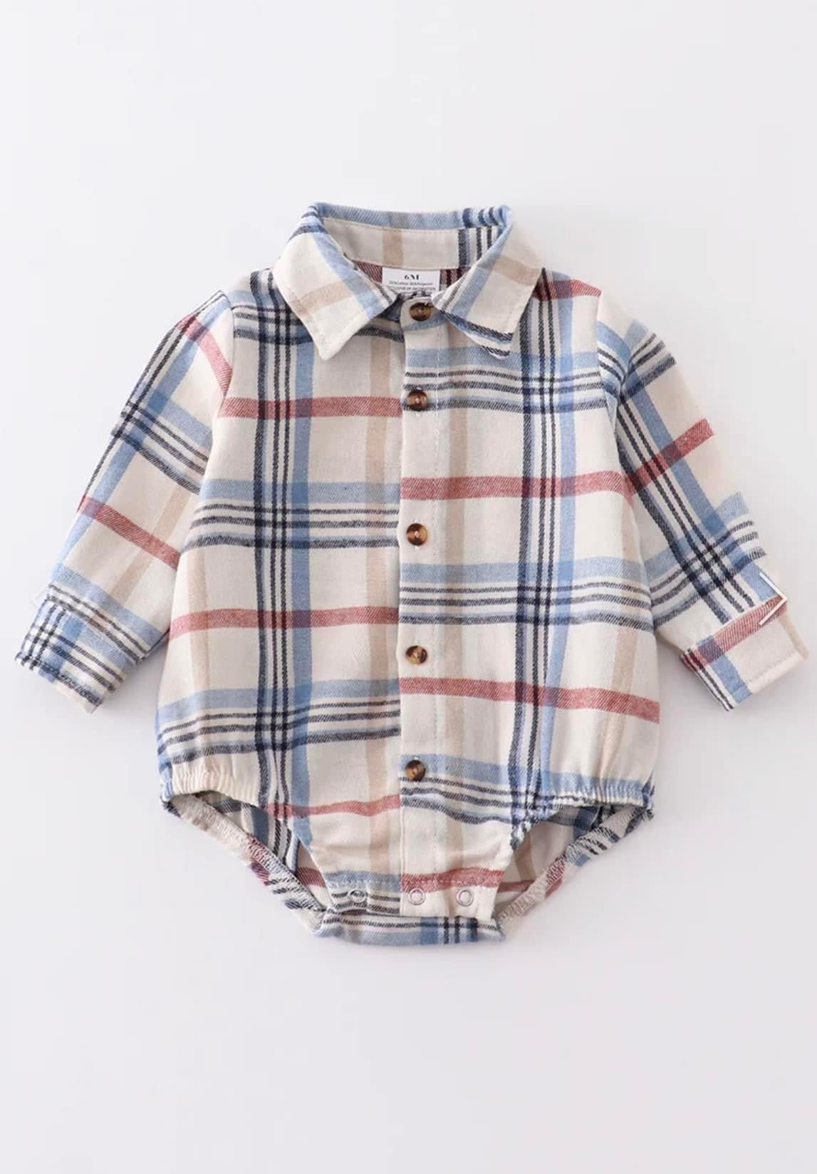 Boys Blue Plaid Bubble