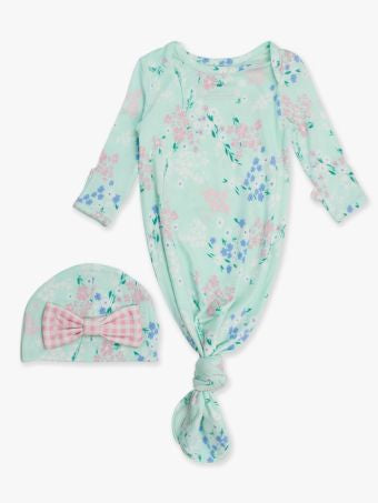 Knotted Sleep Gown & Hat Set