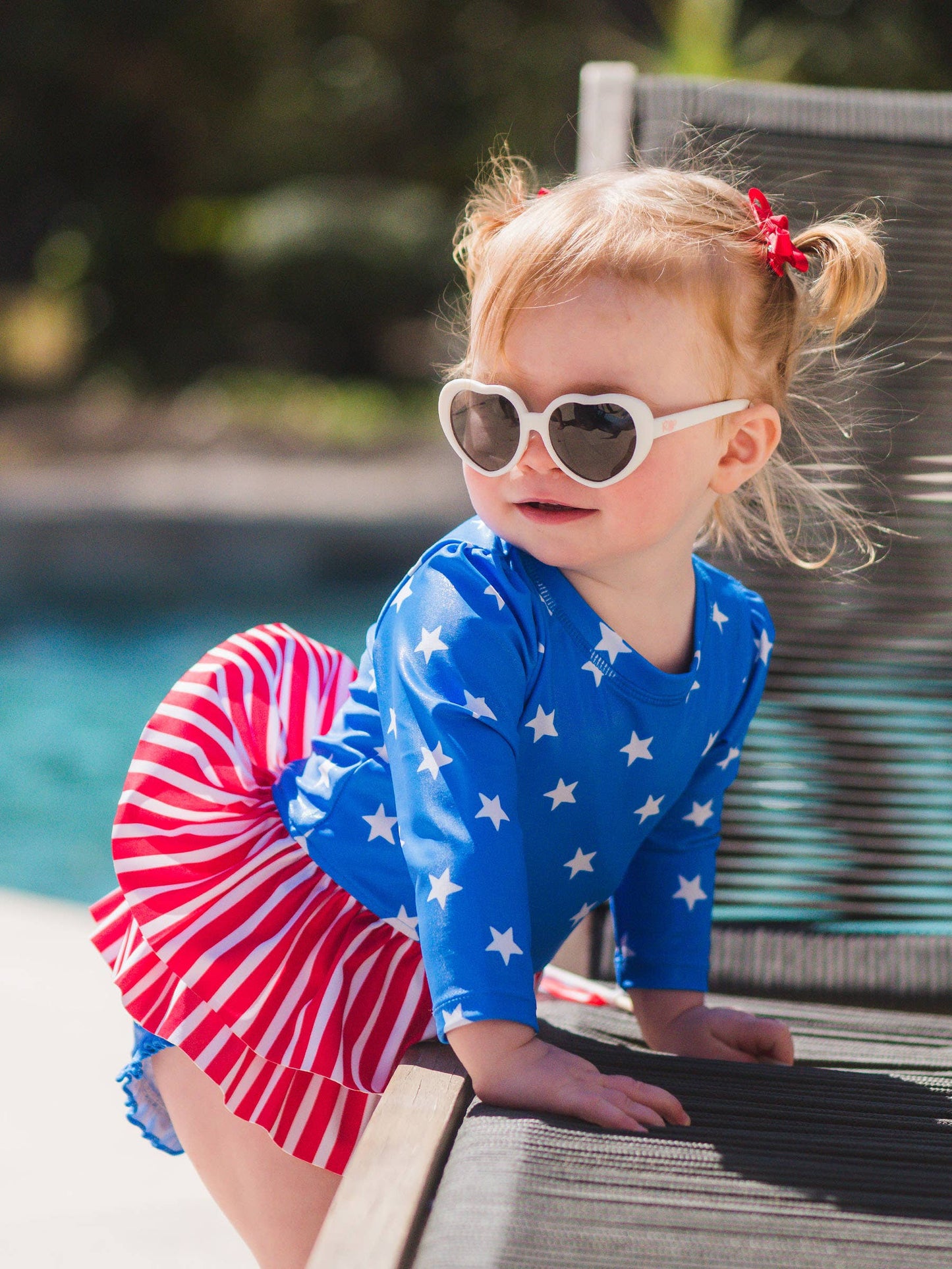 Girls Stars & Stripes Skirted Rash Guard