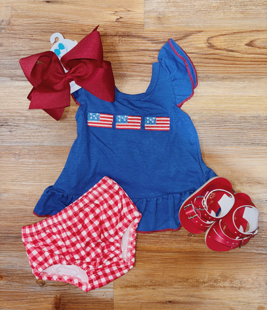 Girls Striped Flag Bloomer Set