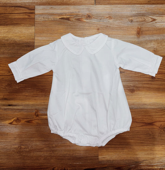 Boys Piped Long Sleeve White Bubble