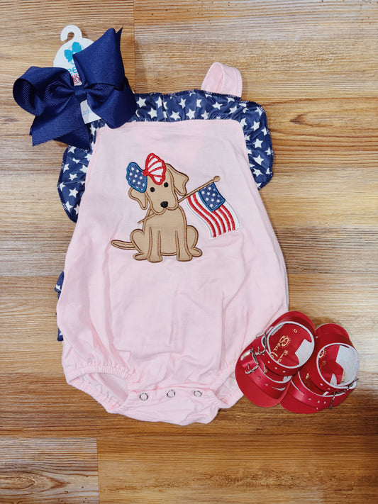 Girls Dog & Flag Bubble