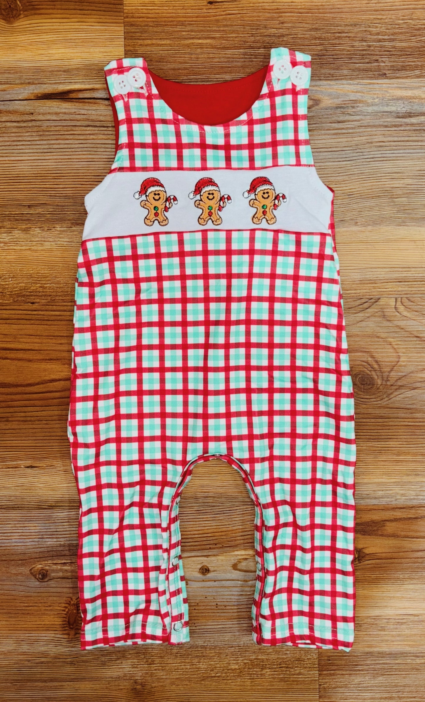 Boys Plaid Gingerbread Romper