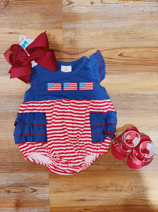Girls Striped Flag Bubble