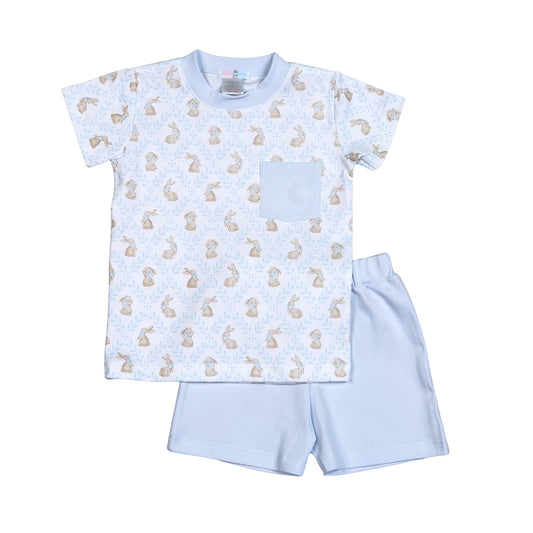 Blue Easter Bunnies Pima Set