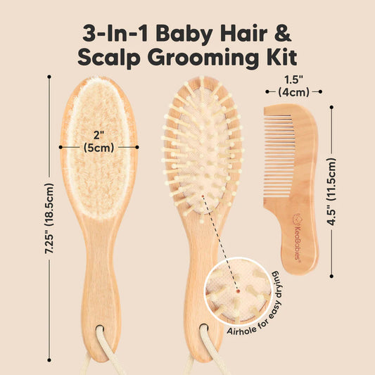 Baby Wooden Hairbrush Set