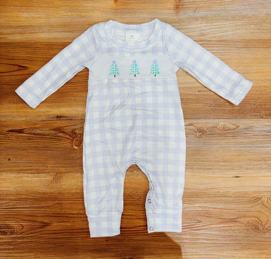 Boys Plaid Christmas Tree Romper