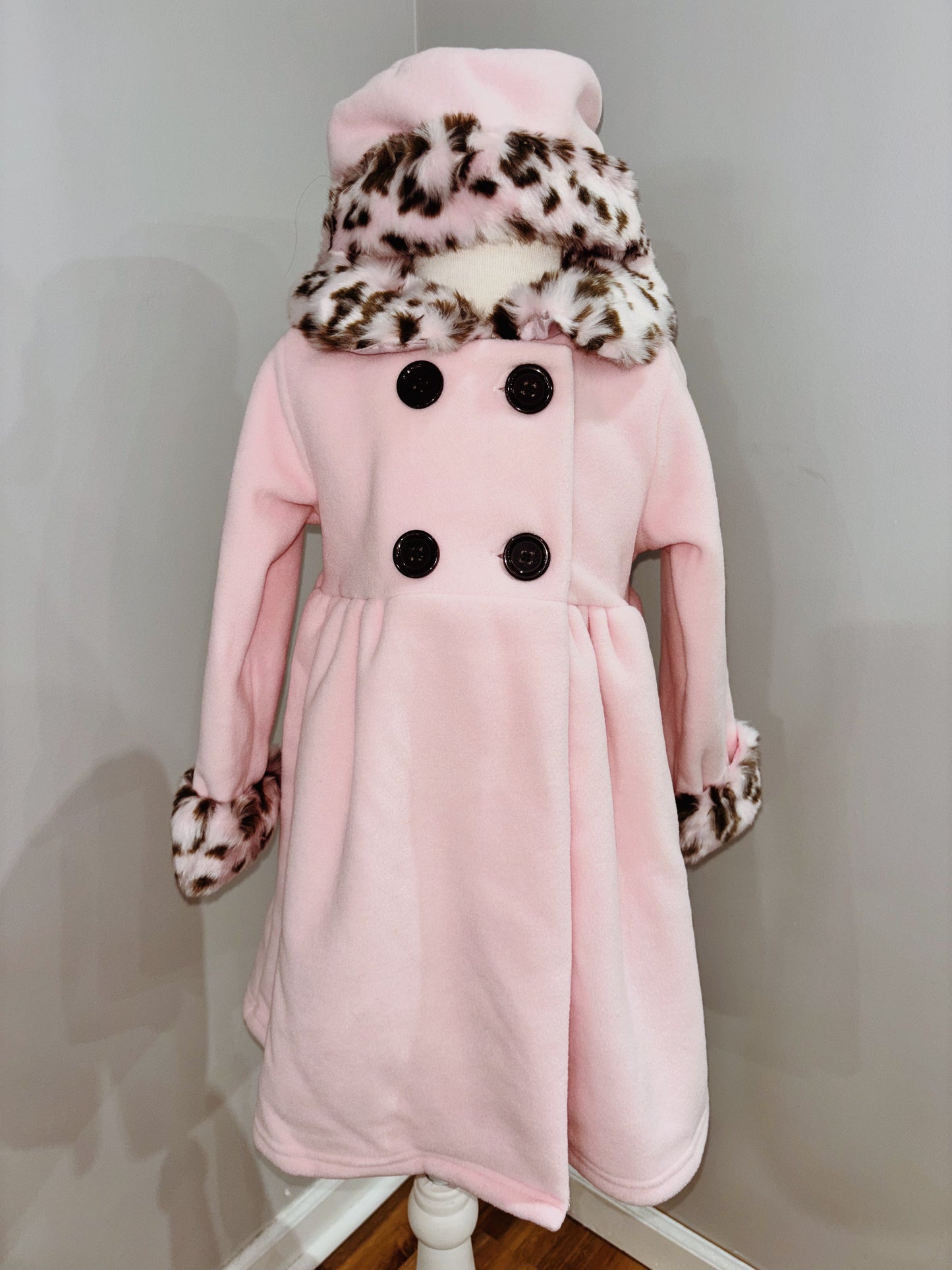 Pink Dress Coat with Hat
