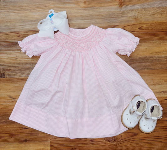 Pink Savannah Smocked Bishop Dress