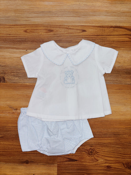 Blue Bailey Teddy Bear Diaper Set