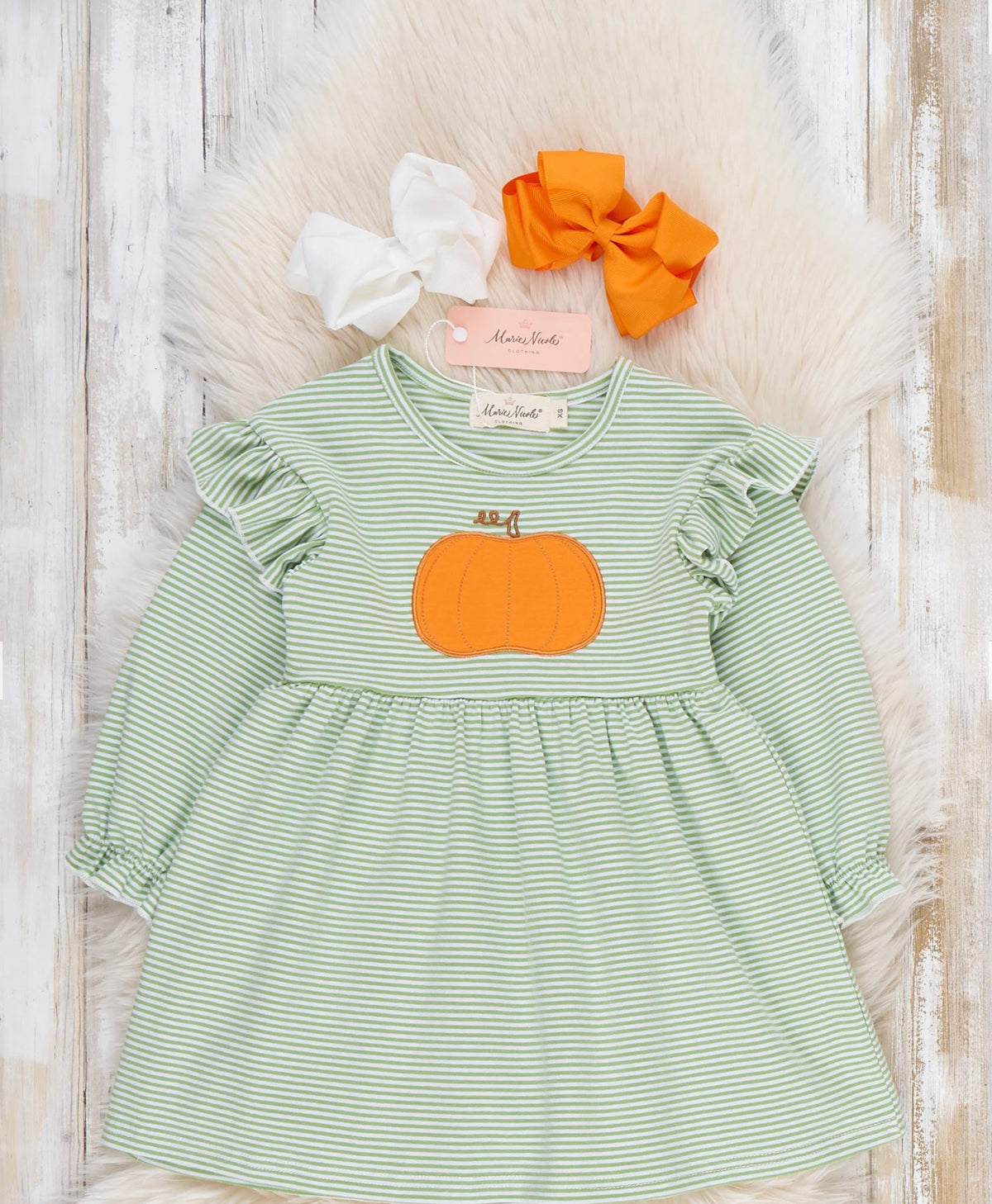 Pumpkin Embroidered Ruffle Dress