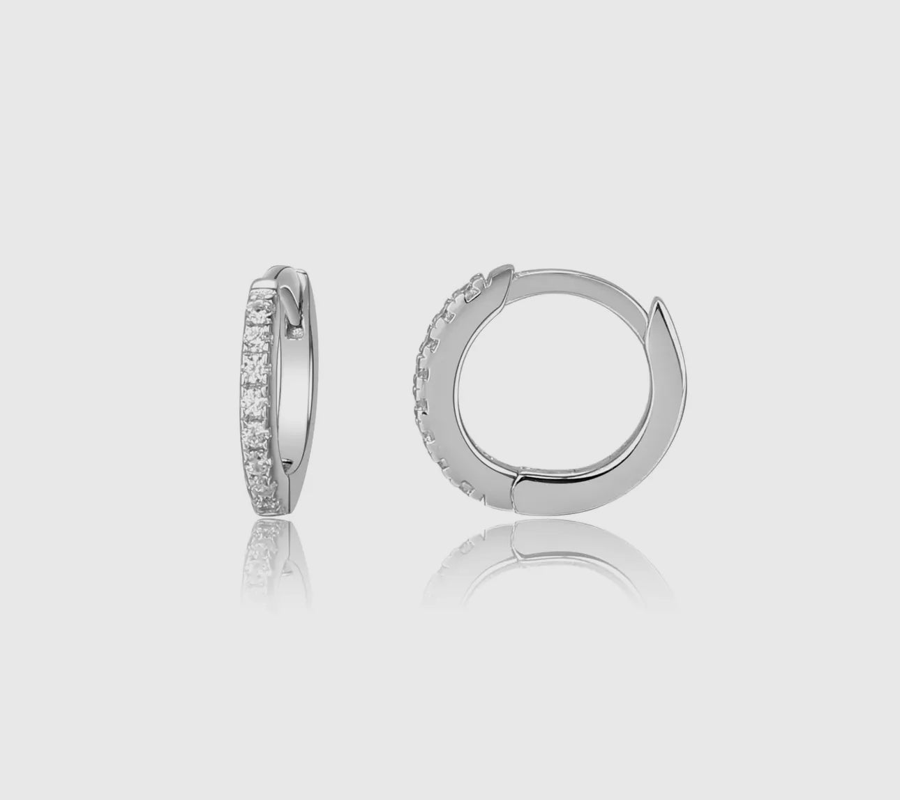 Sterling Silver Huggie CZ Hoop Earrings