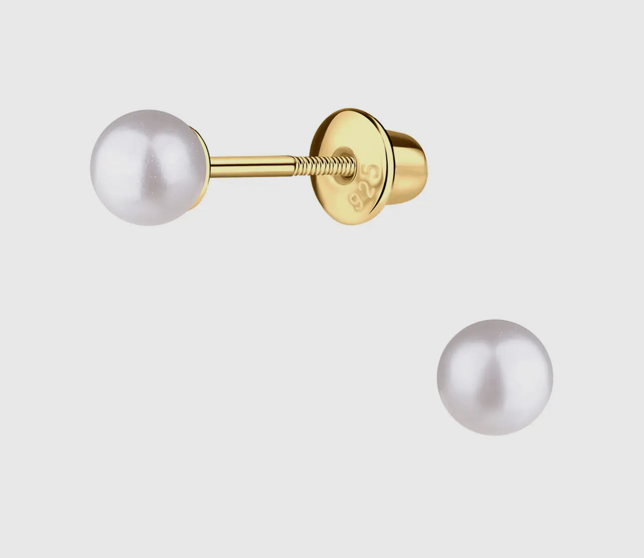 14K Gold White Pearl Earrings