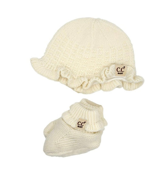 Baby Bonnet and Booties Set