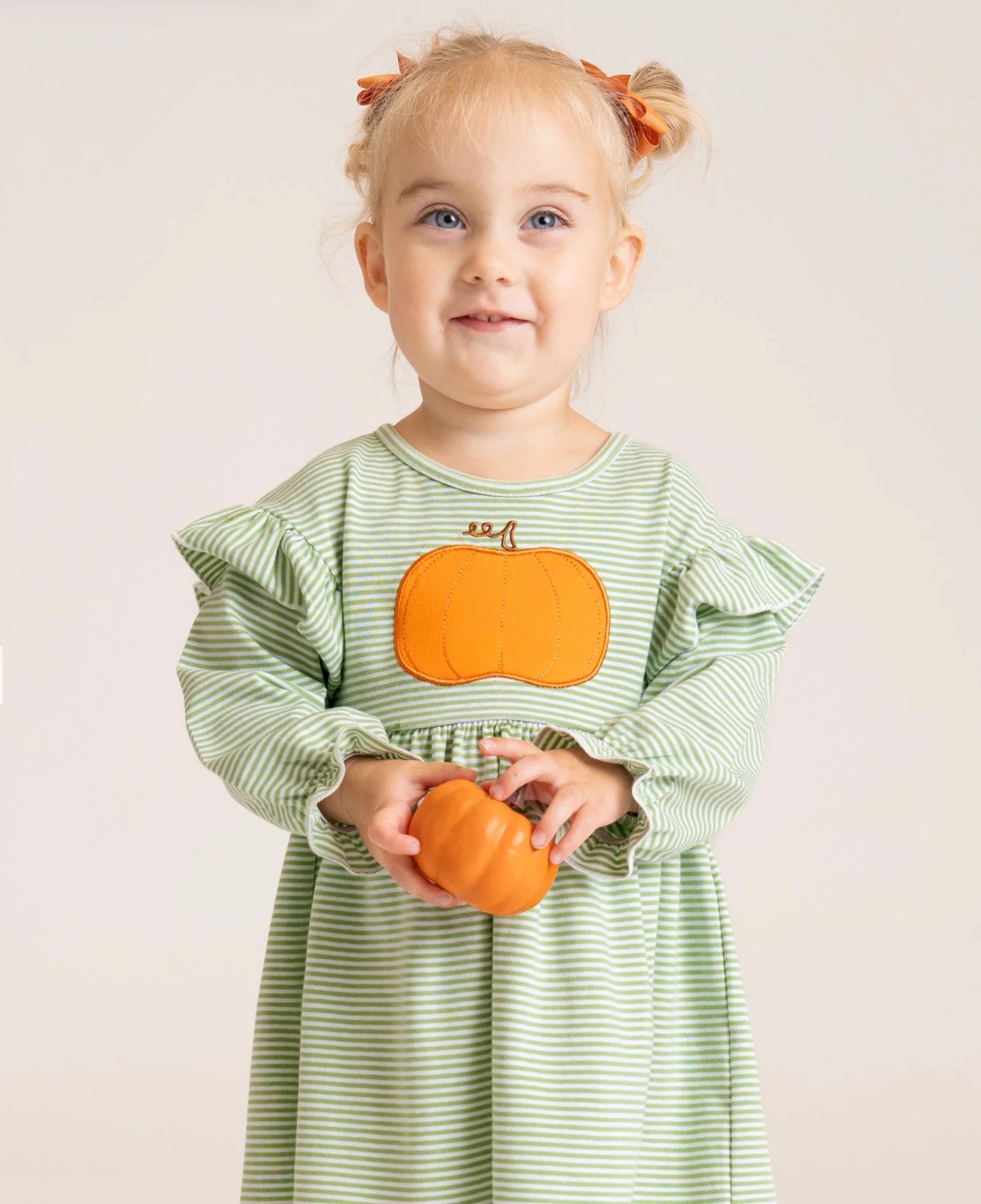 Pumpkin Embroidered Ruffle Dress