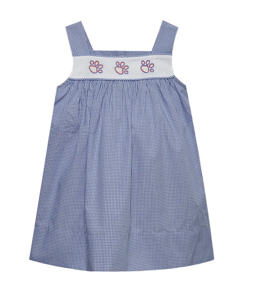 Tiger Paw Prints Navy/Orange Dress