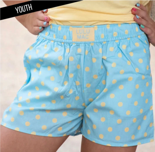 Lulu Mac Blue/Butter Polka Dot Shorts
