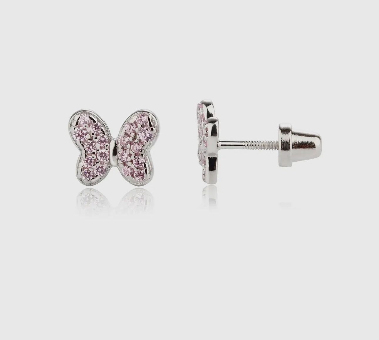 Pink CZ Butterfly Earrings