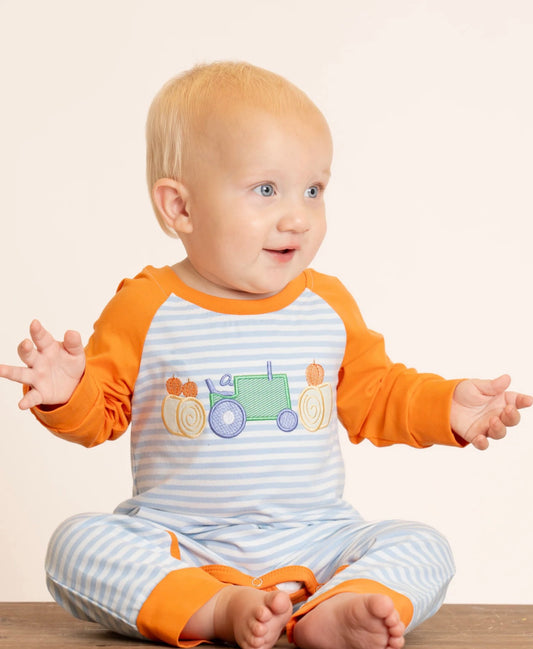 Pumpkin Ride Embroidered Romper