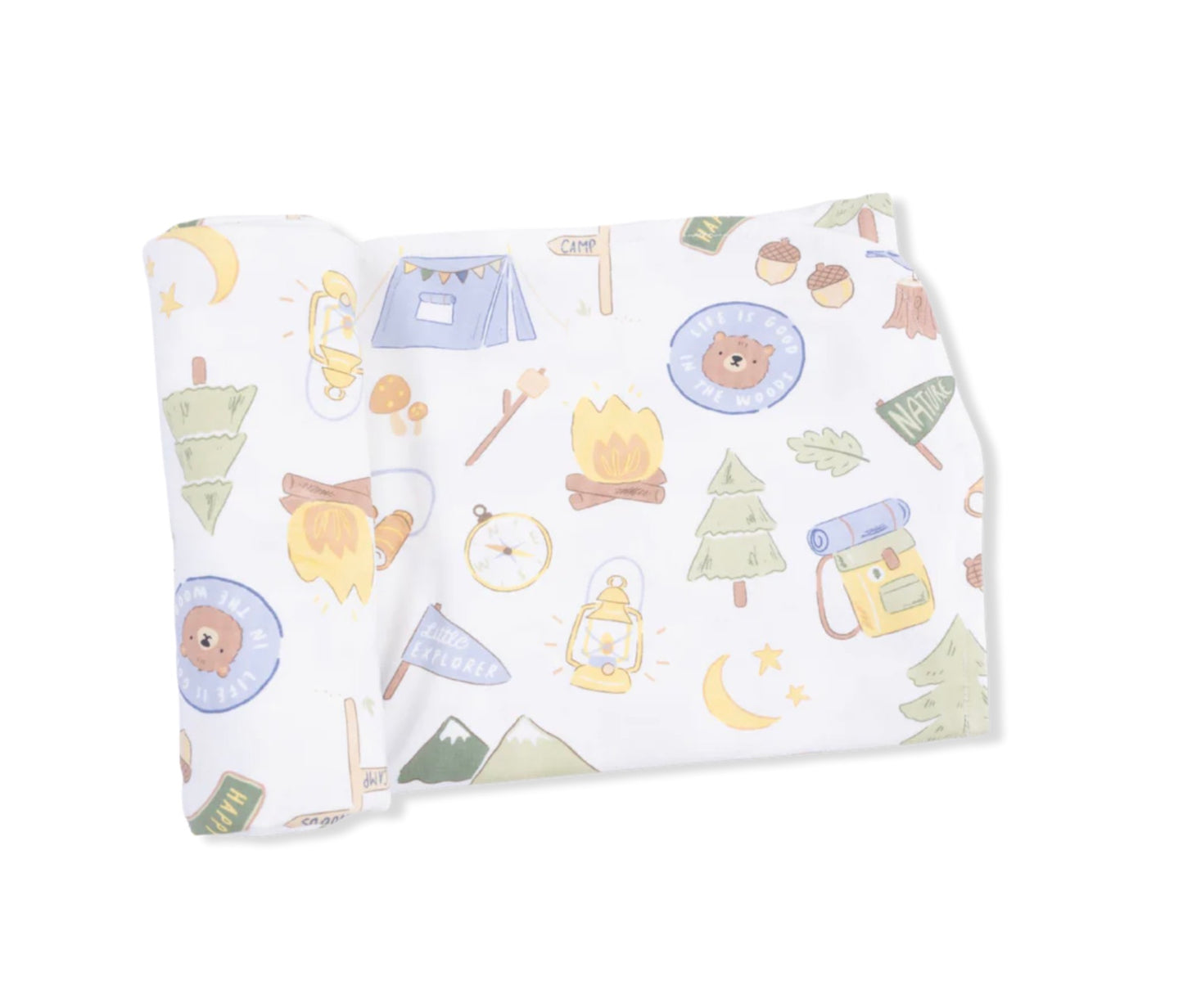 Camping Blue Swaddle Blanket