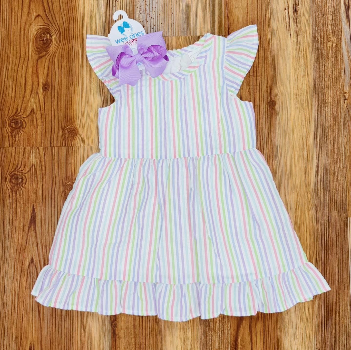 Girls Multicolor Seersucker Dress