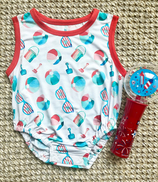 Patriotic Beach Bubble Romper