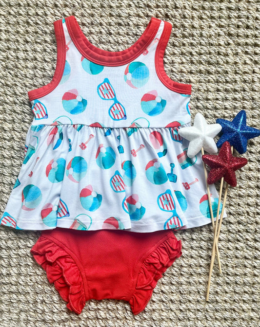 Patriotic Beach Peplum Set