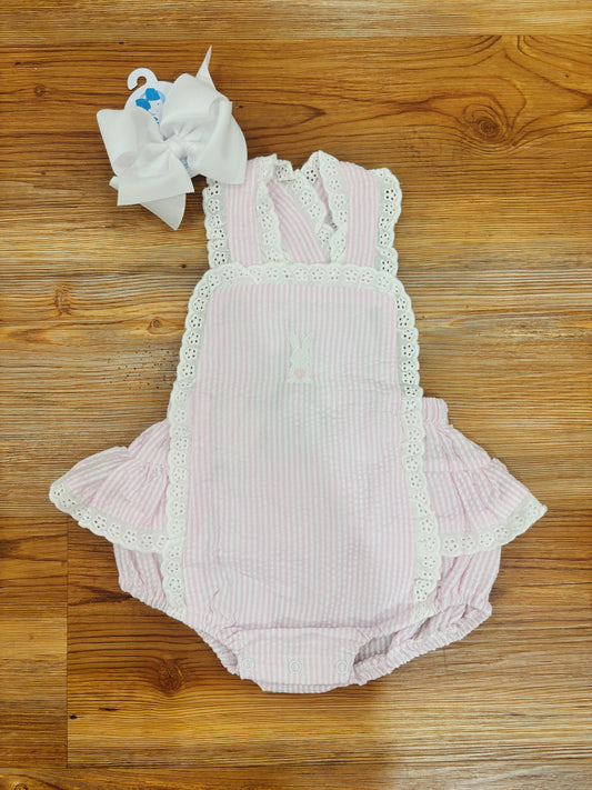 Pink Seersucker Bunny Bubble