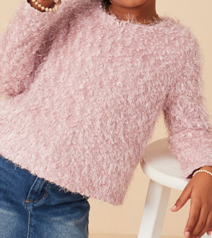 Mauve Fringe Spangle Sweater