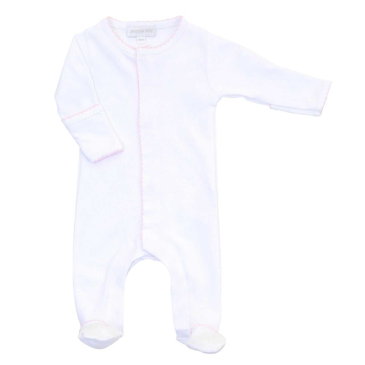 Essentials White with Pink Trim Footie