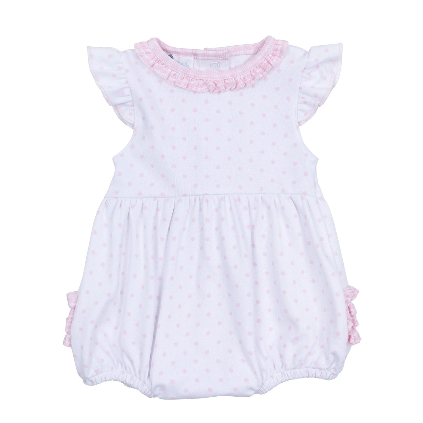 Gingham Dots Ruffle Bubble in Pink