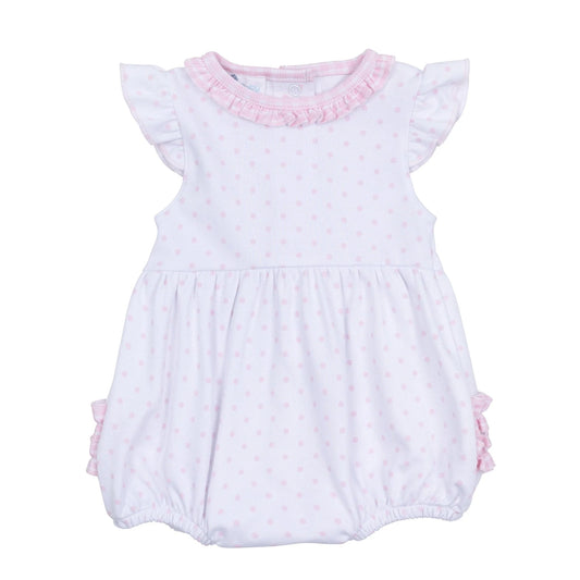 Gingham Dots Ruffle Bubble in Pink