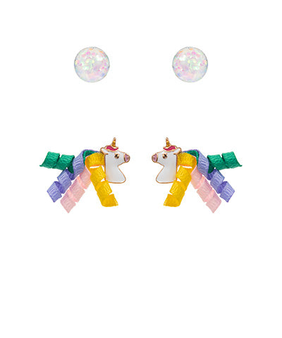 Unicorn & Ribbon Glitter Earring Set
