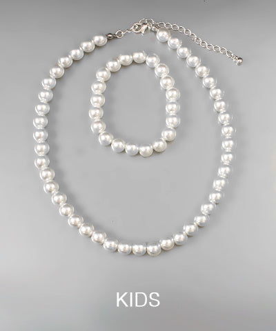 Kids Pearl Necklace Set